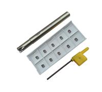 Hunricho 3/8 nel fusto in metallo alternato, supporto per utensili End Mill EXN02R con 10 inserti LNMU020209ZNER ad alta velocità per fresatura in metallo duro (asta per trapano 3/8 in con LNMU02