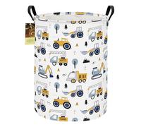 HUNRUNG Laudry Hamper, Large Canvas Fabric Lightweight Storage Basket Toy Organizer Sporty Clothes Collapsible Waterrepeat for College Dorms,Bedroom，Bagno (Ecavatore Rotondo)