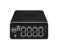 HUNSN Micro Firewall Appliance, Mini PC, VPN, Router PC, I3 N305, RJ51, 8 x 2.5GbE I226-V, Type-C, SIM Slot, TF Slot, DP, HDMI, 5 x USB2.0, USB3.0, Barebone, NO RAM, NO Storage, NO System