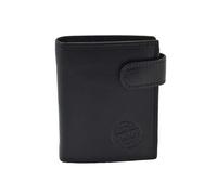 Hunt Portafoglio Uomo Donna, Porta Carte di Credito Vera Pelle RFID, 16 Scomparti, Chiusura Bottone, Nero