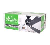 HUNTER FAN Ventilatore da Soffitto Industrie II 132 cm per Interni, con Controllo a Parete, 3 Pale Intercambiabili Color Grafite e Castagno, Ideale per Estate e Inverno, Modello 24545