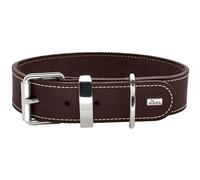 Hunter Aalborg Special Collare per cani in pelle ingrassata, robusto e resistente, ornamenti a contrasto, ideale per gli sport, marrone scuro, prodotto in Germania, taglia: 75