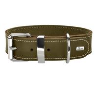 HUNTER AALBORG SPECIAL - Collare per cani in pelle, resistente, confortevole, 60 (M-L), verde oliva