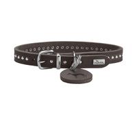 Hunter Aalborg Style Collare per cani in pelle bovina ingrassata, robusto, confortevole, con eleganti borchie decorative, prodotto in Germania, marrone scuro, taglia: 37