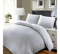 HUNTER BEDDING 100% cotone egiziano, 1 copripiumino con 2 federe - 600 fili, copripiumino con cerniera - raso e accogliente set di biancheria da letto europeo 3 pezzi, a righe bianche, king size.