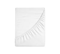 HUNTER BEDDING Lenzuolo con angoli in puro cotone 100% Emperor, 400 fili, in cotone a fibra lunga, 1 pezzo, lenzuolo con angoli 200x200 cm, tessuto in rasatello 40 cm di profondità (bianco)