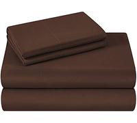 HUNTER BEDDING Set di 4 lenzuola in 100% cotone egiziano a fiocco lungo + 1 copripiumino con cerniera, 400 fili, con lenzuolo con angoli profondi 38 cm, colore: Cioccolato, set da 5 pezzi