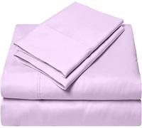 HUNTER BEDDING Set di 4 lenzuola in 100% cotone egiziano a fiocco lungo + 1 copripiumino con cerniera, 400 fili, con lenzuolo con angoli profondi 30 cm, tinta lavanda, set da 5 pezzi