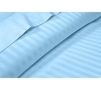 HUNTER BEDDING Set di 4 lenzuola in 100% cotone egiziano a fiocco lungo + 1 copripiumino con cerniera, 400 fili, con lenzuolo con angoli profondi 38 cm, strisce azzurre, set da 5 pezzi