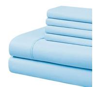 HUNTER BEDDING Set di lenzuola a 400 fili, 6 pezzi, 100% cotone egiziano, 1 lenzuolo piatto, 1 lenzuolo con angoli (35 cm) e 4 federe, lenzuola di lusso per hotel, tinta unita, super king size.