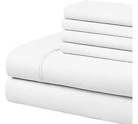 HUNTER BEDDING Set di lenzuola a 400 fili, 6 pezzi, 100% cotone egiziano, 1 lenzuolo piatto, 1 lenzuolo con angoli (35 cm) e 4 federe, lenzuola di lusso per hotel, tinta unita, super king size.