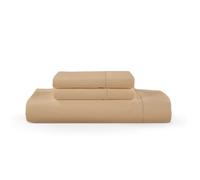 HUNTER BEDDING Set di lenzuola in puro cotone per letto king size, 400 fili, in fibra di cotone, lenzuolo superiore 275 x 280 cm, con 2 federe (Baige)