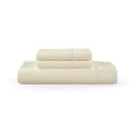 HUNTER BEDDING Set di lenzuola in puro cotone per letto matrimoniale, 400 fili, in cotone a fiocco 230 x 280 cm, lenzuolo superiore con 2 federe (avorio)