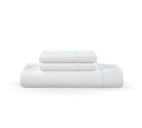 HUNTER BEDDING Set di lenzuola in puro cotone super king size 400 fili in cotone a fiocco 300 x 280 cm, lenzuolo superiore con 2 federe (bianco)