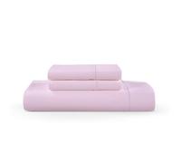 HUNTER BEDDING Set di lenzuola piatte in puro cotone, per letto super king size, 400 fili, cotone a fibra lunga, 300 x 280 cm, lenzuolo superiore con 2 federe (rosa)