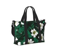 Hunter - Borsa a mano da viaggio con motivo floreale verde con petali stampati, per donne e uomini, leggera, pieghevole, per gite nel fine settimana, palestra, vacanze