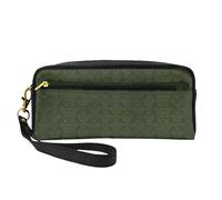 Hunter - Borsa portatile in pelle con motivo floreale e petali verdi, borsa per cosmetici da viaggio, borsa per la conservazione quotidiana per uomini e donne, motivo floreale verde cacciatore, taglia