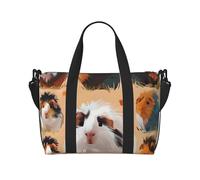 Hunter - Borsone da viaggio con stampa floreale e petali verdi, leggero, impermeabile, borsa da palestra e da viaggio per uomini, donne e ragazzi, Illustrazione di animali domestici carino, Taglia