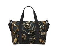 Hunter - Borsone da viaggio con stampa floreale e petali verdi, leggero, impermeabile, borsa da palestra e da viaggio per uomini, donne e ragazzi, Orologio ingranaggi Bronzo Secolo, Taglia unica