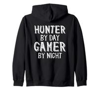 Hunter By Day Gamer By Night Top Caccia Gaming Cacciatori di Cervi Felpa con Cappuccio