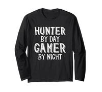Hunter By Day Gamer By Night Top Caccia Gaming Cacciatori di Cervi Maglia a Manica