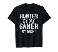 Hunter By Day Gamer By Night Top Caccia Gaming Cacciatori di Cervi Maglietta
