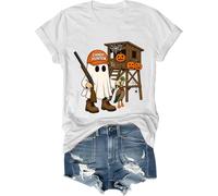 Hunter Camo Halloween Shirt Candy Hunter Camo Ghost Tee Duck Hunting T-Shirt Uomo Donna, bianco, S