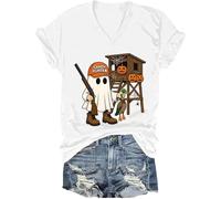 Hunter Camo Halloween Shirt Candy Hunter Camo Ghost Tee Duck Hunting T-Shirt Uomo Donna, Bianco-v, S