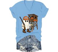 Hunter Camo Halloween Shirt Candy Hunter Camo Ghost Tee Duck Hunting T-Shirt Uomo Donna, Carolina Blue-v, S