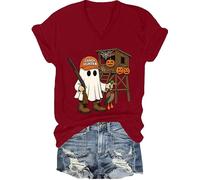 Hunter Camo Halloween Shirt Candy Hunter Camo Ghost Tee Duck Hunting T-Shirt Uomo Donna, Claret-V, S