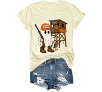 Hunter Camo Halloween Shirt Candy Hunter Camo Ghost Tee Duck Hunting T-Shirt Uomo Donna, Colore: giallo crema., S