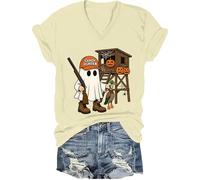 Hunter Camo Halloween Shirt Candy Hunter Camo Ghost Tee Duck Hunting T-Shirt Uomo Donna, Giallo Cremoso-v, S