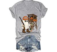 Hunter Camo Halloween Shirt Candy Hunter Camo Ghost Tee Duck Hunting T-Shirt Uomo Donna, Grigio-v, S