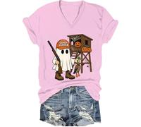 Hunter Camo Halloween Shirt Candy Hunter Camo Ghost Tee Duck Hunting T-Shirt Uomo Donna, Rosa-v, S