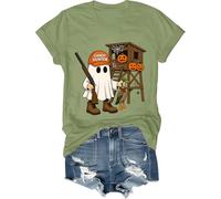 Hunter Camo Halloween Shirt Candy Hunter Camo Ghost Tee Duck Hunting T-Shirt Uomo Donna, Verde, S