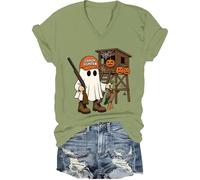 Hunter Camo Halloween Shirt Candy Hunter Camo Ghost Tee Duck Hunting T-Shirt Uomo Donna, Verde-v, S