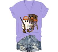 Hunter Camo Halloween Shirt Candy Hunter Camo Ghost Tee Duck Hunting T-Shirt Uomo Donna, Viola chiaro-v, S