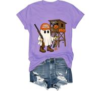 Hunter Camo Halloween Shirt Candy Hunter Camo Ghost Tee Duck Hunting T-Shirt Uomo Donna, Viola chiaro, S