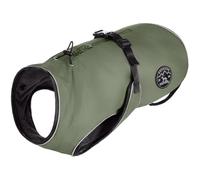 HUNTER Cappotto per cani Uppsala, colore kaki, design 2 in 1 con fodera interna sganciabile, idrorepellente, bordatura riflettente, lato addominale chiuso, vestibilità ottimale, taglia 75