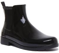 HUNTER Chels Refin Glo Orig Gloss Stivali da Donna IN Nero Taglia UK 3 - 8