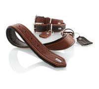 HUNTER CODY - Collare per cani in pelle rustica, morbida, 50 (S-M), colore: Marrone scuro/Cognac