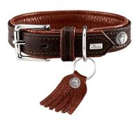 HUNTER CODY - Collare per cani, in pelle, stile rustico, morbido, taglia 45, colore: Marrone scuro/cognac