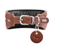 HUNTER Collare ergonomico per cani ARVIKA, morbido e liscio, elevato comfort, moderno ed elegante, prodotto in Germania, colore: cognac/nero, taglia: 35