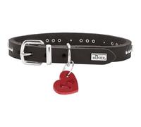 HUNTER Collare per cani Aalborg Hearts, colore nero, in morbida pelle bovina di alta qualità, morbido e confortevole, con borchie e dettagli a cuore, ciondolo a forma di cuore, prodotto in Germania