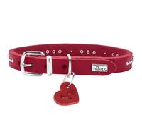 HUNTER Collare per cani Aalborg Hearts, colore: rosso, in morbida pelle bovina di alta qualità, morbido e confortevole, con borchie e dettagli a cuore, ciondolo a forma di cuore, prodotto in Germania
