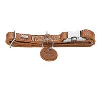 HUNTER Collare per cani Aalborg in alluminio, colore: Cognac, morbida pelle, chiusura a scatto in alluminio, regolabile, robusto, elegante e senza tempo, Made in Germany, taglia: M