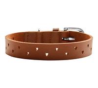 HUNTER Collare per cani Aalborg Soul, colore cognac, con punzonatura a cuore, forte ingrassato, resistente, misura 25