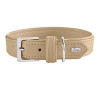 HUNTER Collare per cani AMALFI, colore: beige, vegano, similpelle, effetto nappa, morbido, facile da pulire, colori brillanti, particolarmente comodo da indossare, prodotto in Germania, misura: 35