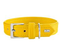 HUNTER Collare per cani Amalfi, colore: giallo, vegano, in similpelle effetto nappa, morbido, facile da pulire, colore brillante, particolarmente comodo da indossare, Made in Germany, taglia 35