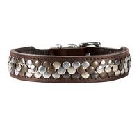 HUNTER Collare per Cani Arizona UP, Colore: Marrone, Pelle Bovina di Alta qualità, Lussuosa borchiatura, Robusto e Morbido, Realizzato a Mano, Comodo e Unico, Made in Germany, Taglia: 47